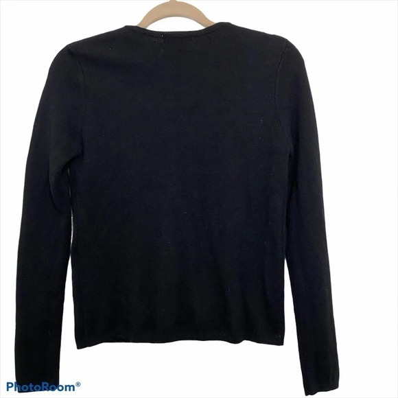 VTG Rosanna Cardigan Sweater Merino Wool Black PS - Picture 4 of 6